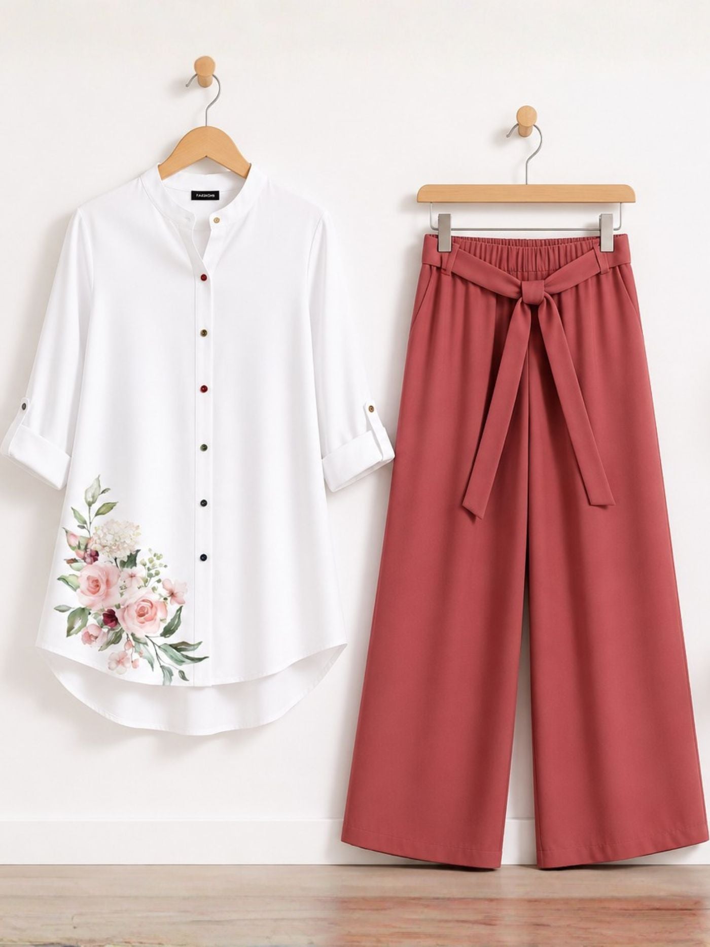Primrose Muse floral tunic and primrose palazzo co-ord set for women