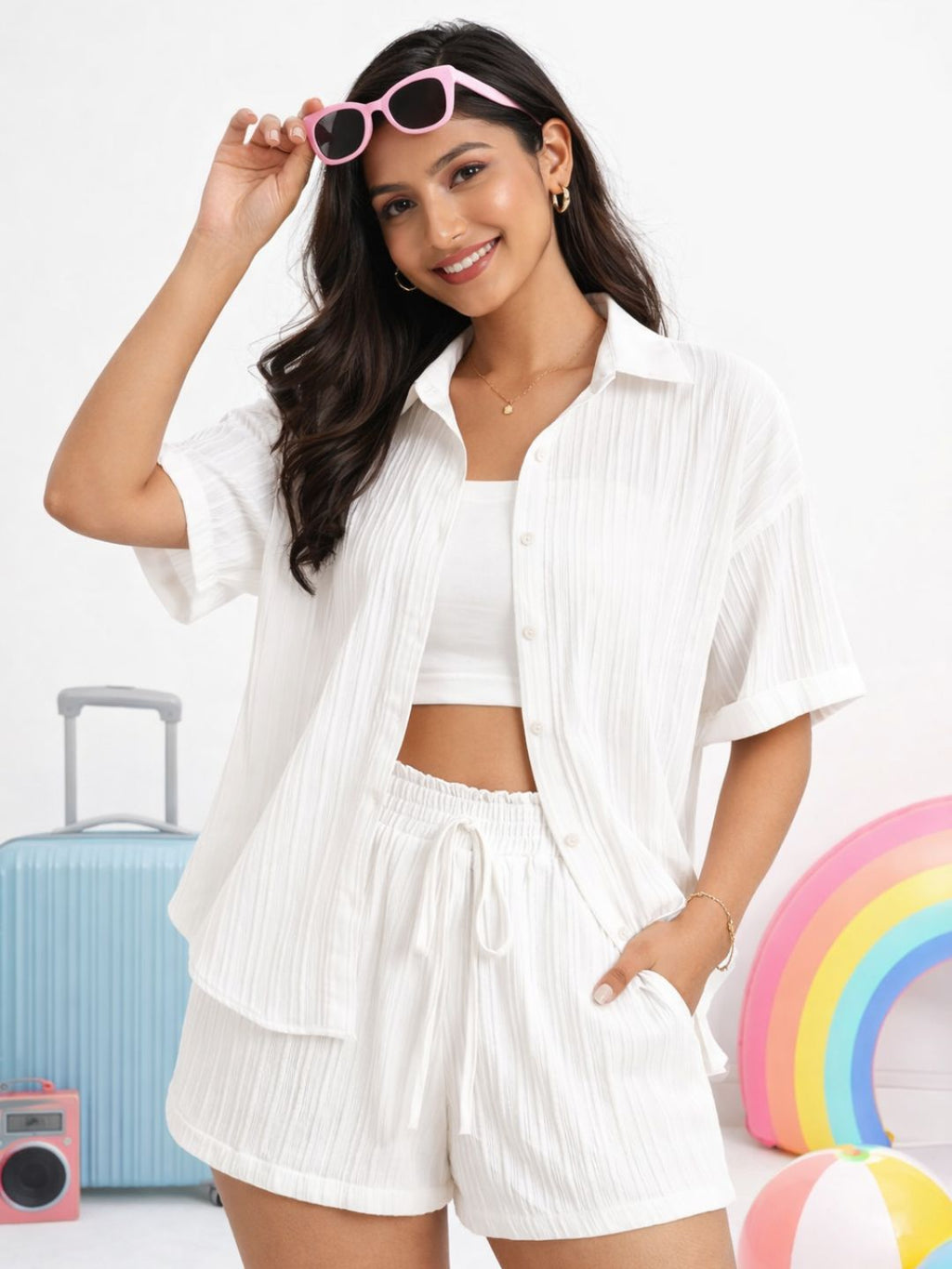 Vanilla White Casual Co-ord Set